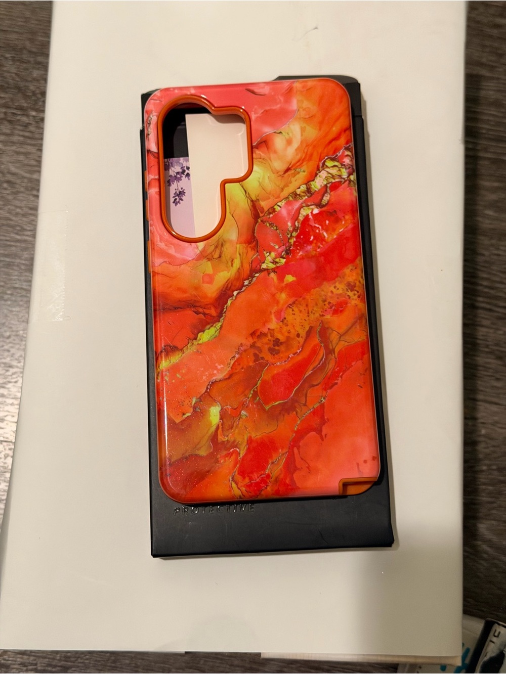 Galaxy S26 Ultra Vibrant Orange Marble Protective Phone Case -